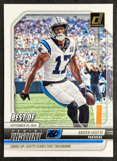 Xavier Legette 2025 Donruss Best of Instant Panthers Sports Trading Card