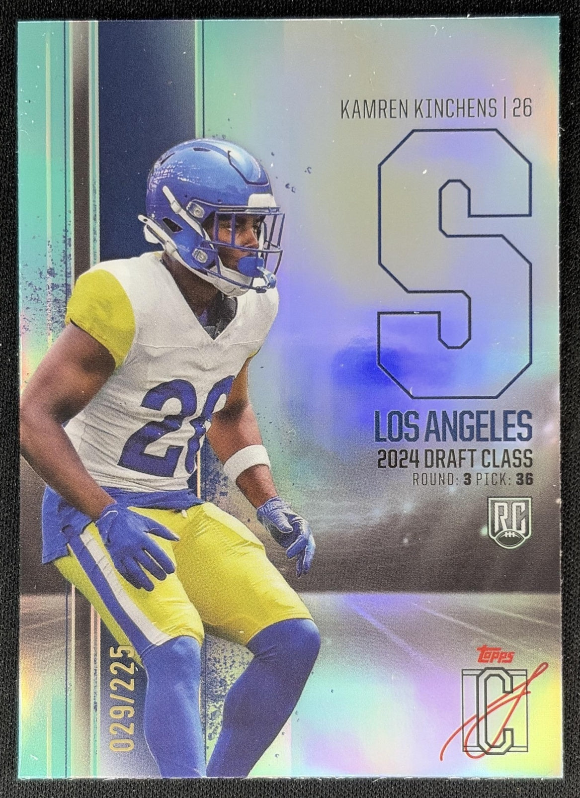 Kamren Kinchens 2024 Signature Class Rookie Chrome Variations Teal /225 Rams
