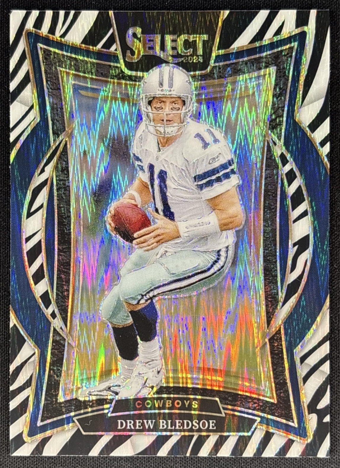 Drew Bledsoe 2024 Panini Select Concourse Zebra Prizm Shock Cowboys Sports Trading Cards