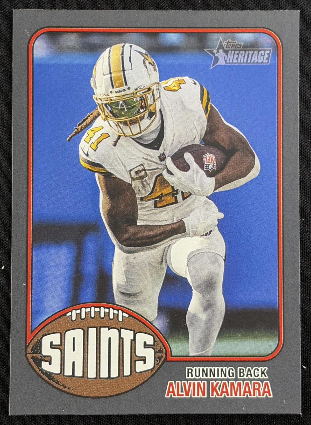 Alvin Kamara 2026 Topps Heritage Dark Gray Border Saints