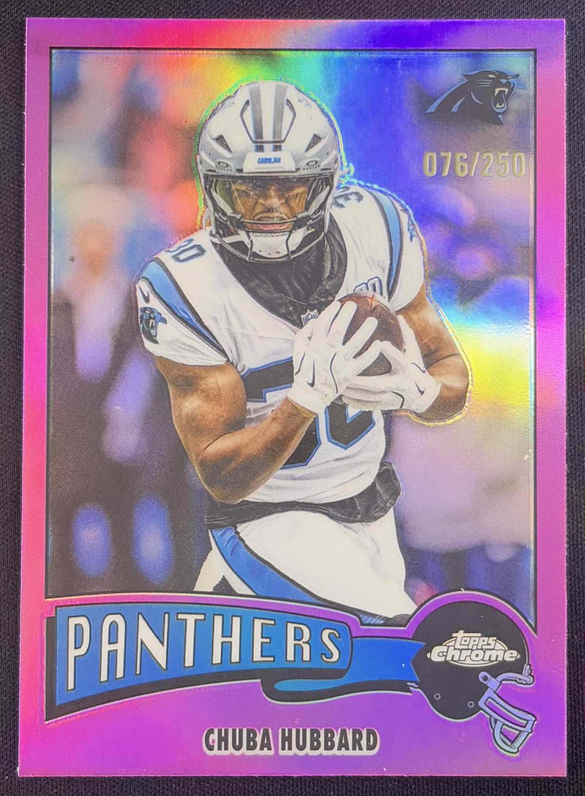 Chuba Hubbard 2025 Topps Chrome 1975 Pink Refractor /250 Panthers Sports Trading Card