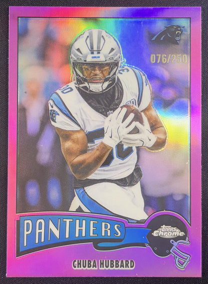 Chuba Hubbard 2025 Topps Chrome 1975 Pink Refractor /250 Panthers Sports Trading Card