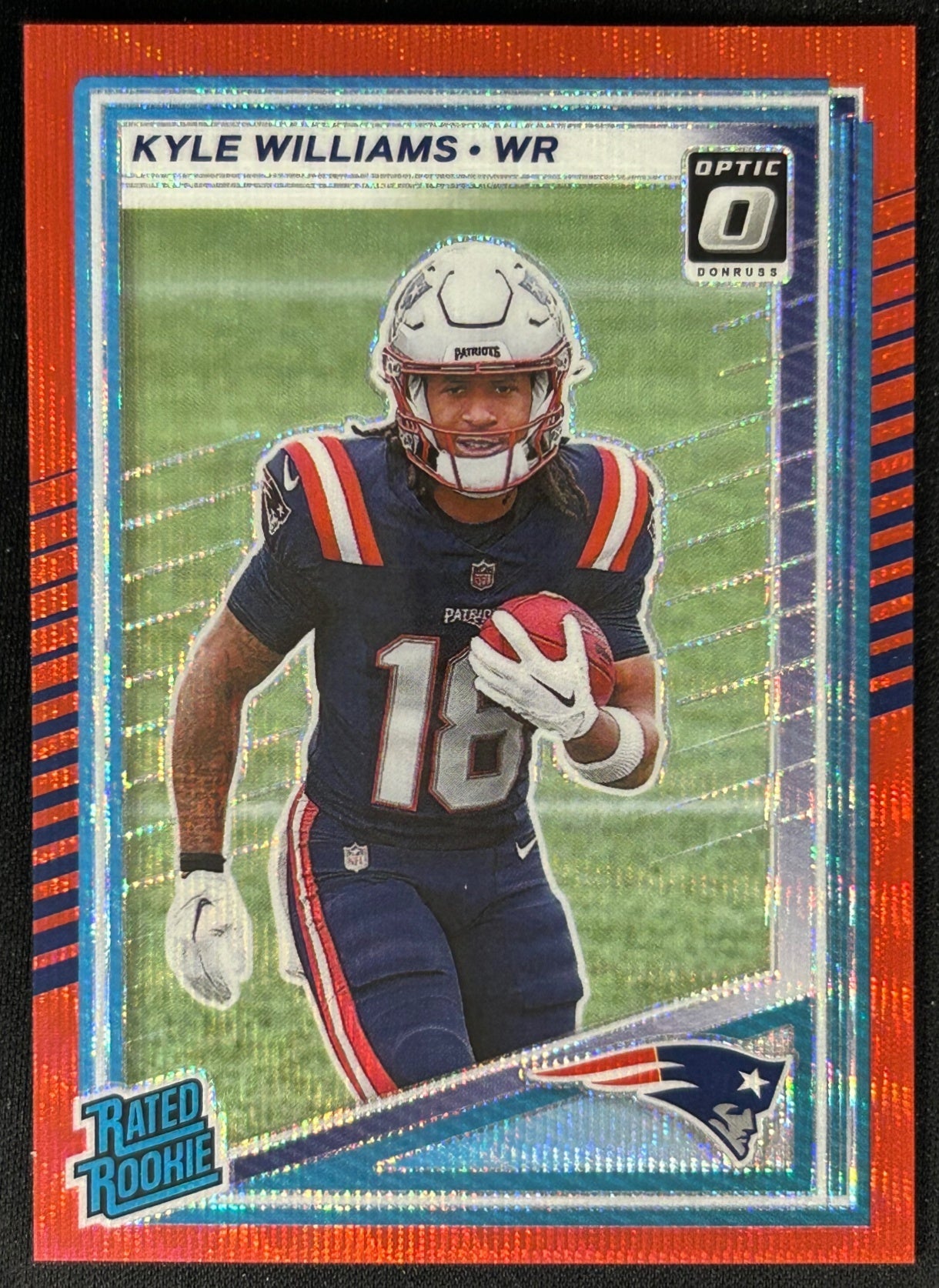 Kyle Williams 2025 Donruss Optic Rated Rookie Preview Red Wave Patriots