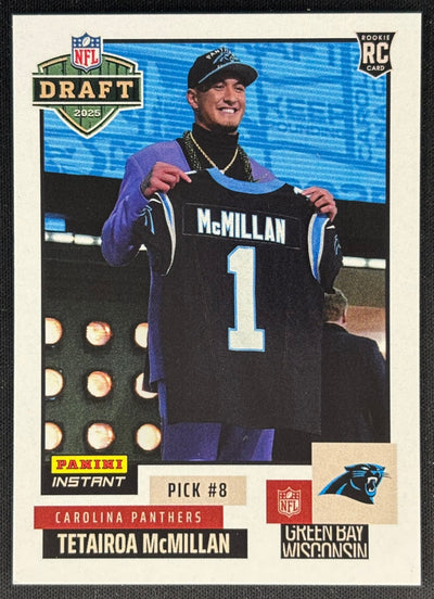 Tetairoa McMillan 2025 Instant NFL Draft Night Rookie Panthers - Front (Wayne Collection)