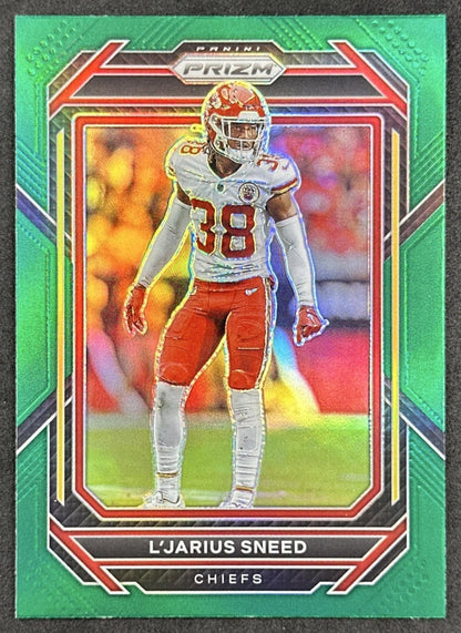 L Jarius Sneed 2022 Panini Prizm Green Chiefs front sports trading card