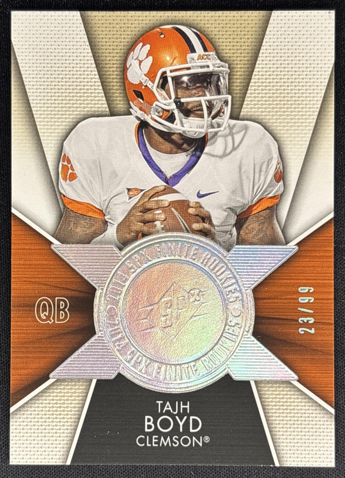 Tajh Boyd 2014 SPx Finite Radiance /99 Tigers front