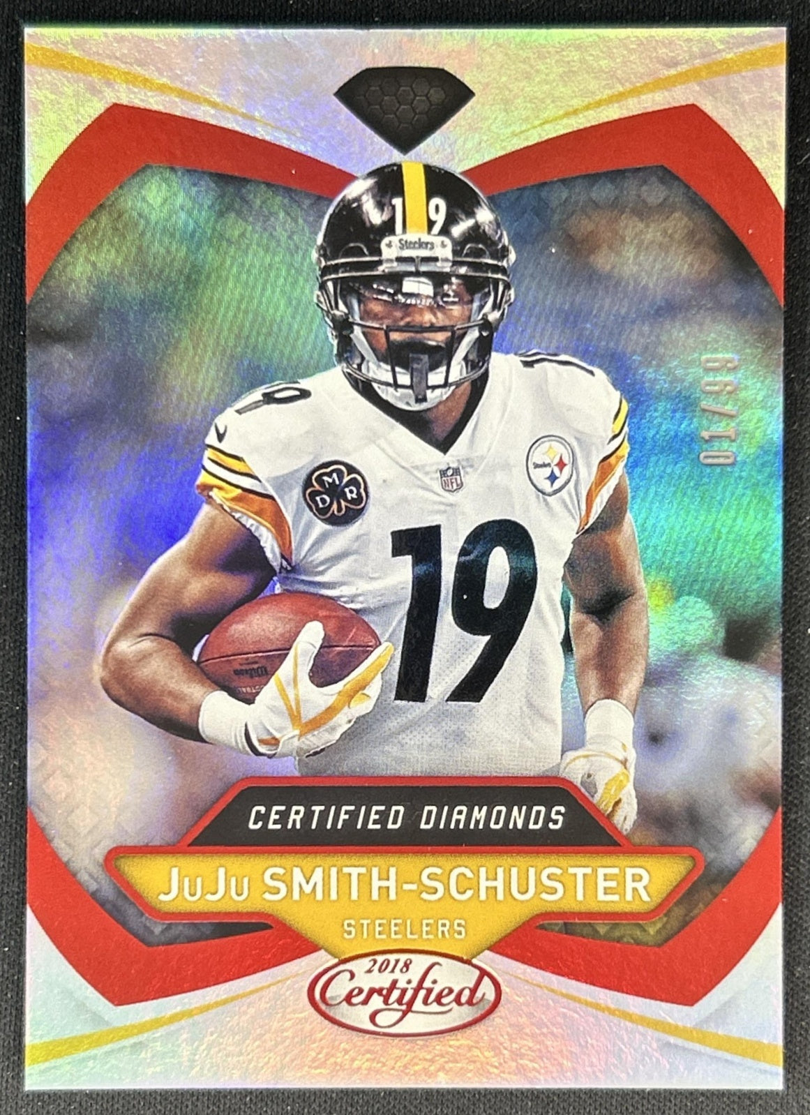 JuJu Smith-Schuster 2018 Panini Certified Diamonds Mirror Red /99 Steelers front