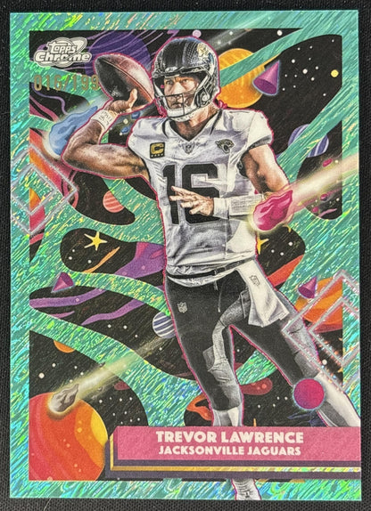 Trevor Lawrence 2025 Topps Cosmic Chrome Aqua Equinox Refractor /199 Jaguars front