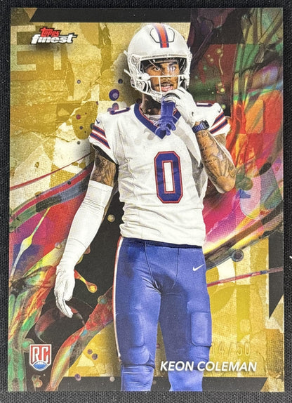Keon Coleman 2024 Topps Finest Gold Refractor /50 Bills Front