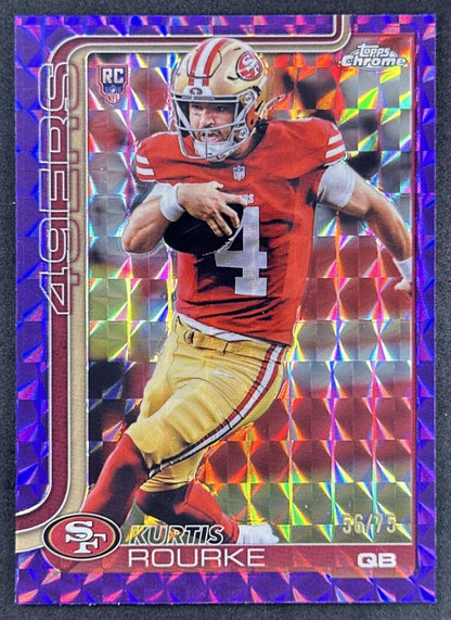 Kurtis Rourke 2025 Topps Chrome Rookie Purple Geometric Refractor /75 49ers front