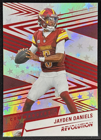 Jayden Daniels 2025 Panini Revolution Red Astro Commanders front