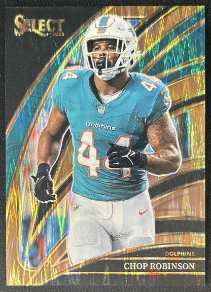 Chop Robinson 2025 Panini Select Club Level Copper Prizm Shock /899 Dolphins front