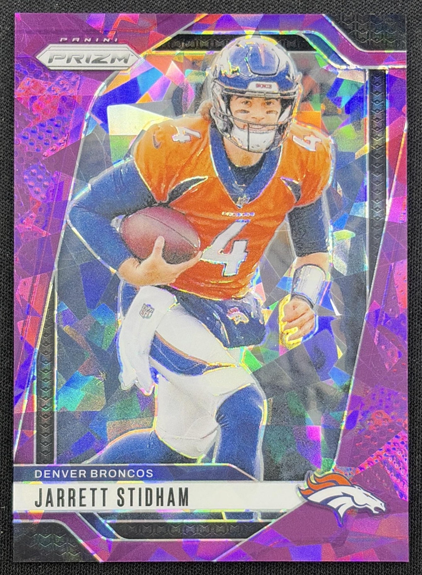 Jarrett Stidham 2024 Panini Prizm Purple Ice /225 Broncos
