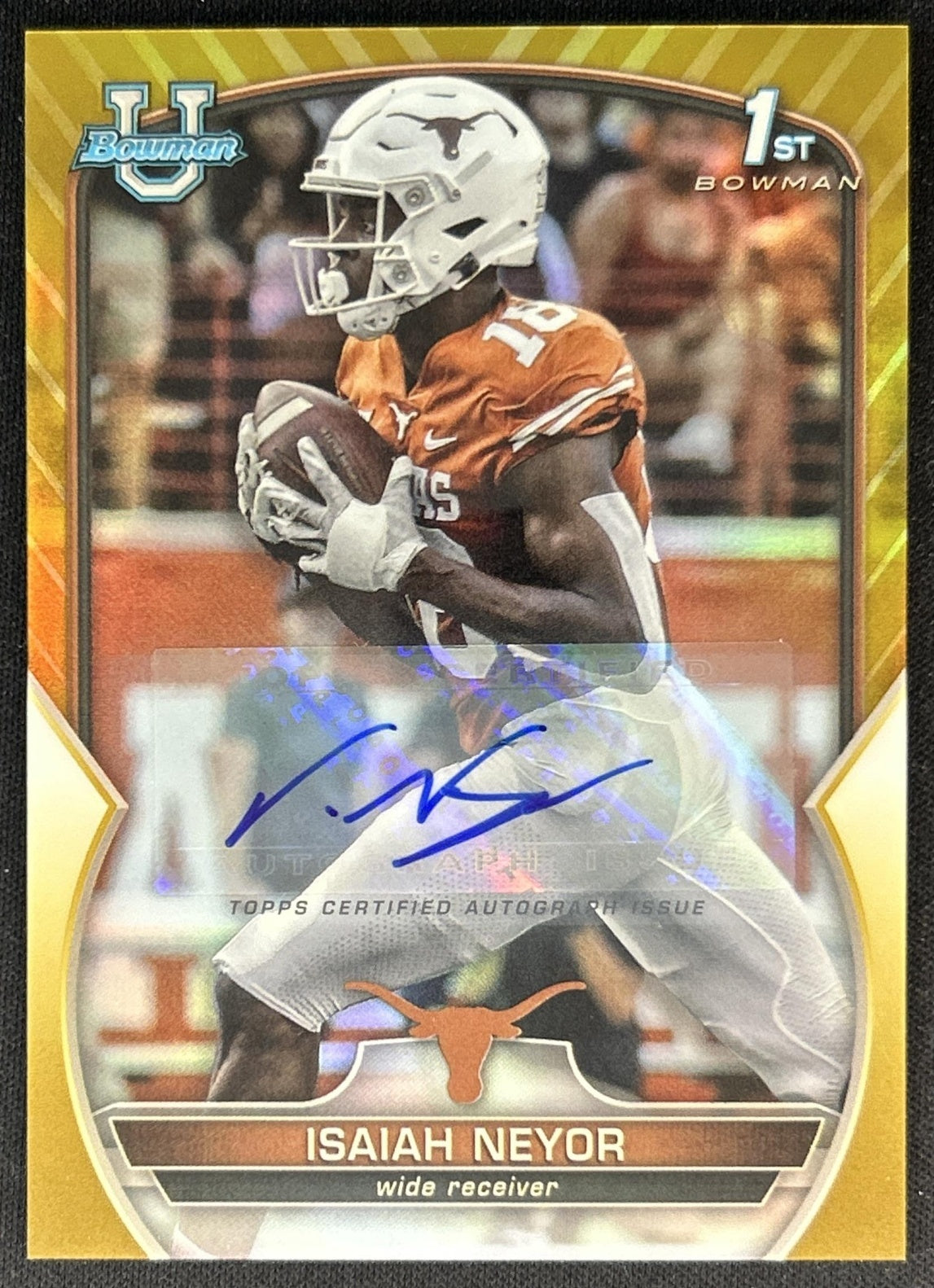 Isaiah Neyor 2022 University Chrome Prospect Auto Gold Refractor /50 Longhorns Default Title Sports Trading Cards