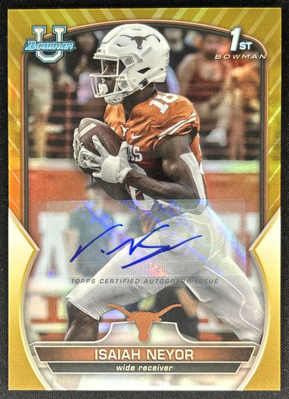 Isaiah Neyor 2022 University Chrome Prospect Auto Gold Refractor /50 Longhorns Default Title Sports Trading Cards