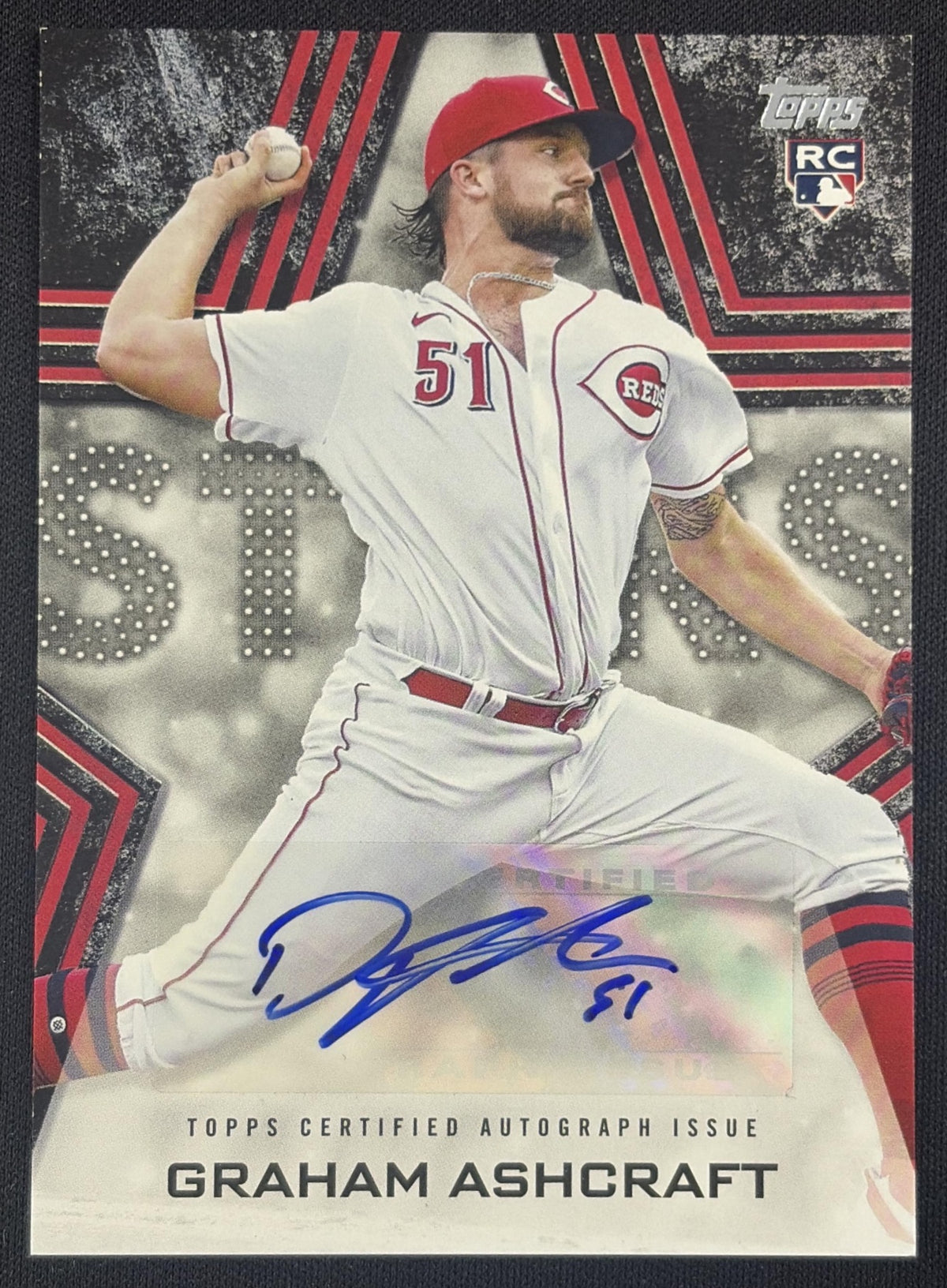 Graham Ashcraft 2023 Topps Baseball Stars Auto Series One Black /199 Reds Cincinnati Reds Sports Trading Card