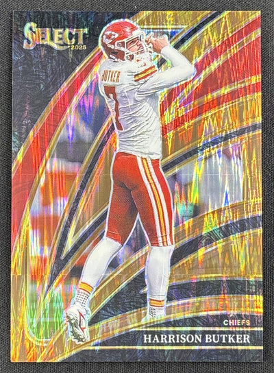 Harrison Butker 2025 Panini Select Club Level Copper Prizm Shock /899 Chiefs Sports Trading Card