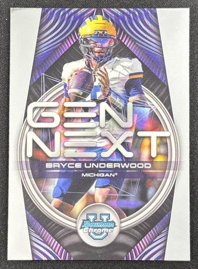 Bryce Underwood 2026 Bowman Gen Next Chrome Wolverines Sports Trading Card