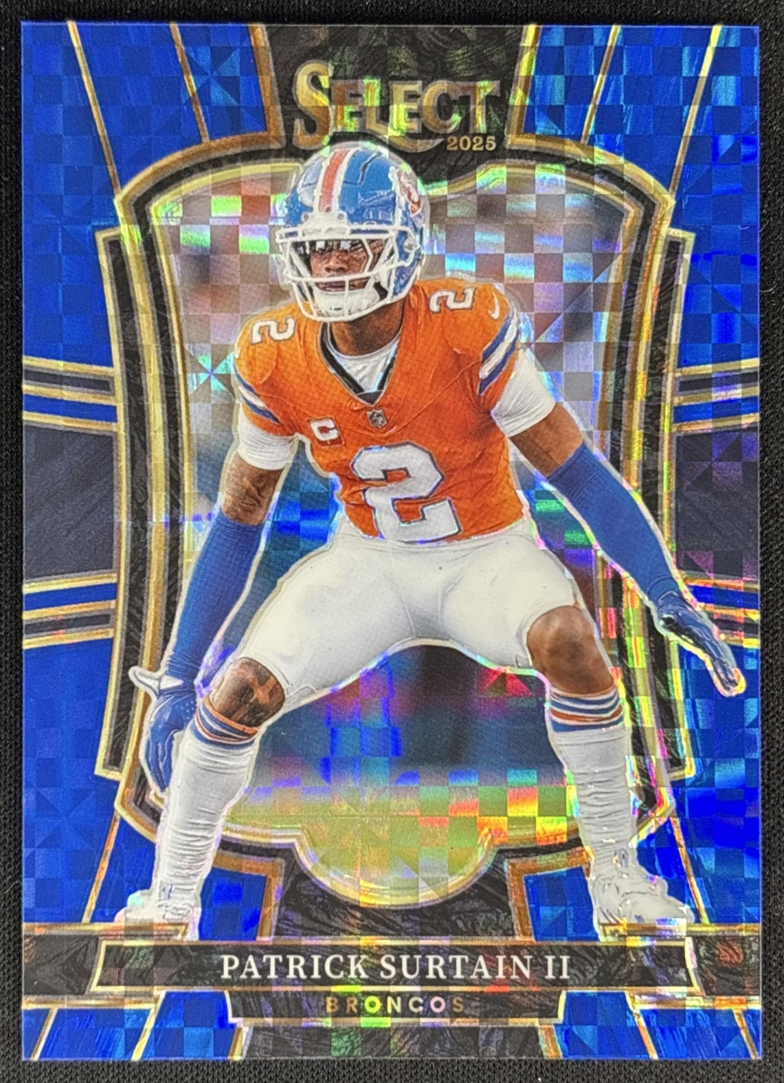 Patrick Surtain II 2025 Panini Select Premier Level Blue Prizm /175 Broncos front