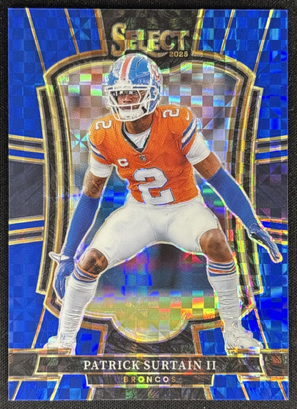 Patrick Surtain II 2025 Panini Select Premier Level Blue Prizm /175 Broncos front