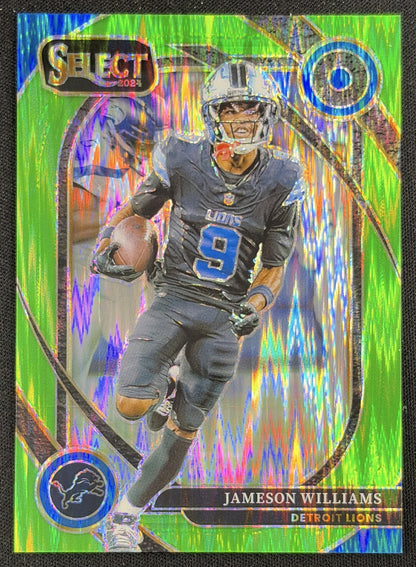 Jameson Williams 2024 Panini Select Club Neon Green Prizm Shock /499 Lions