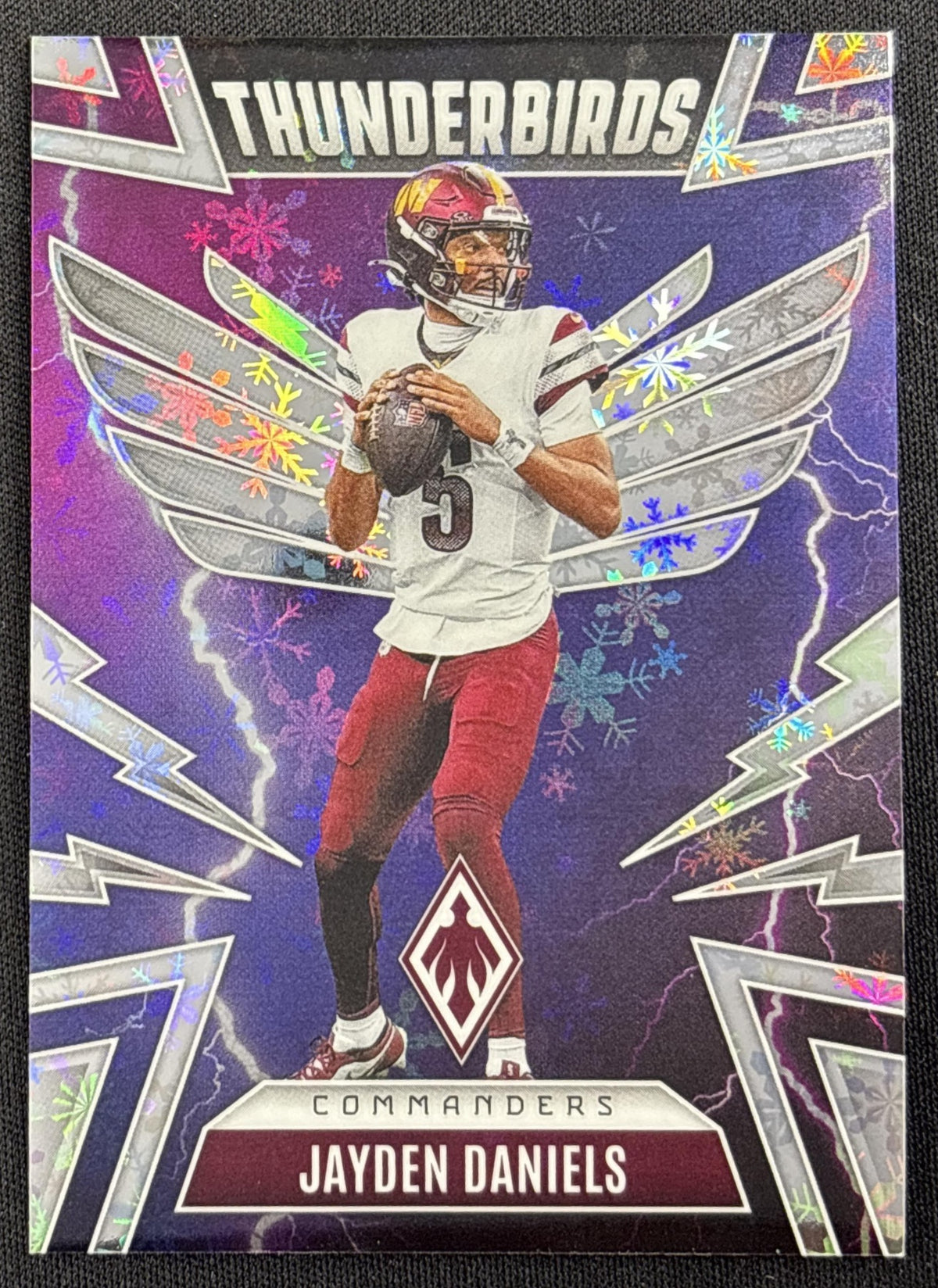 Jayden Daniels 2025 Panini Phoenix Thunderbirds Silver Winter Prizm /199 Commanders