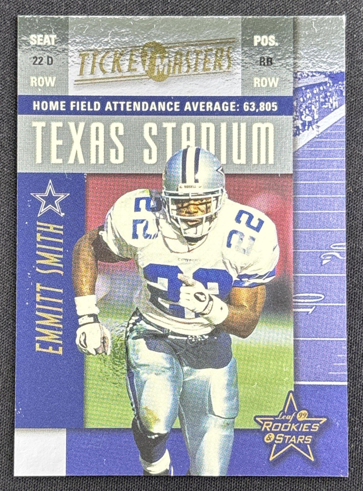 Emmitt Smith Troy Aikman 1999 Leaf Rookies & Stars Ticket Masters /2500 Cowboys Sports Trading Card