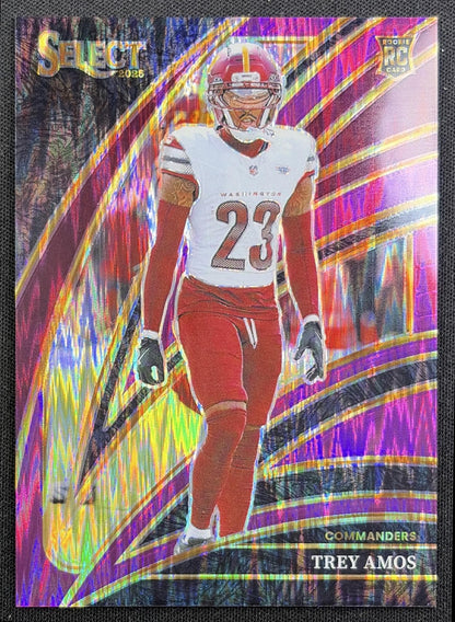 Trey Amos 2025 Panini Select Club Level Purple Prizm Shock /699 Commanders