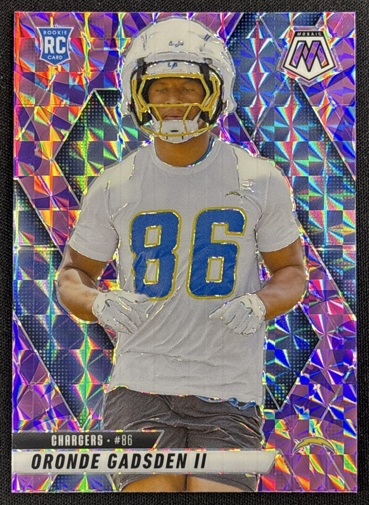 Oronde Gadsden II 2025 Panini Mosaic Rookies Reactive Purple Prizm Chargers