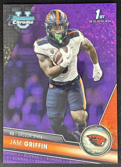 Jam Griffin 2023 Bowman University Chrome Purple Mini Diamond Refractor /399 front
