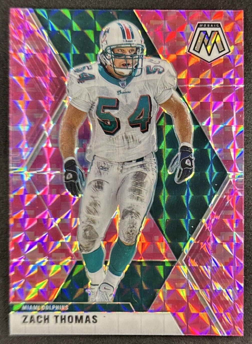 Zach Thomas 2020 Panini Mosaic Prizm Camo Pink Dolphins Sports Trading Card