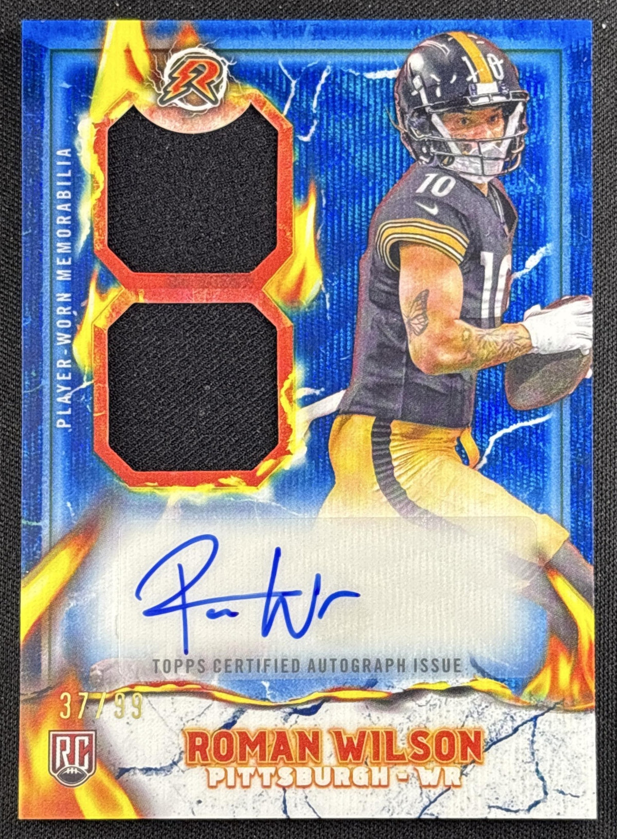 Roman Wilson 2024 Topps Resurgence Ignite Rookie Patch Auto Blue Surge /99 Steelers