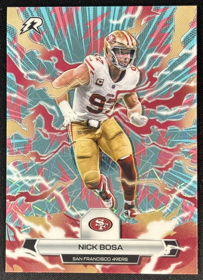 Nick Bosa 2025 Topps Resurgence Sky Blue and Pink Shock Refractor 49ers San Francisco 49ers Sports Trading Cards