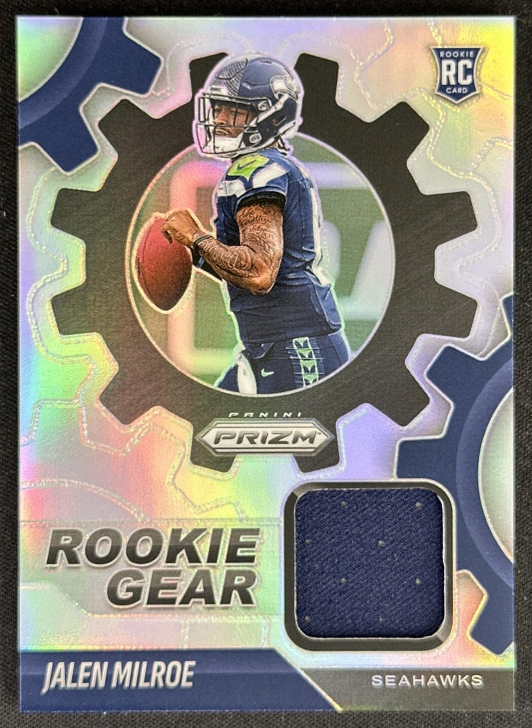 Jalen Milroe 2025 Panini Prizm Rookie Gear Seahawks