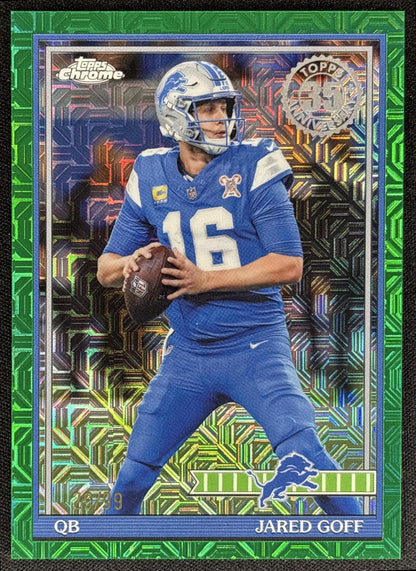 Jared Goff 2026 Topps 1991 Chrome Green Mojo Refractor /99 Lions