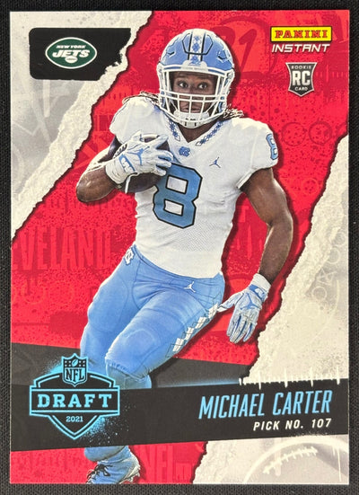 Michael Carter 2021 Instant NFL Draft Night Jets Sports Trading Card