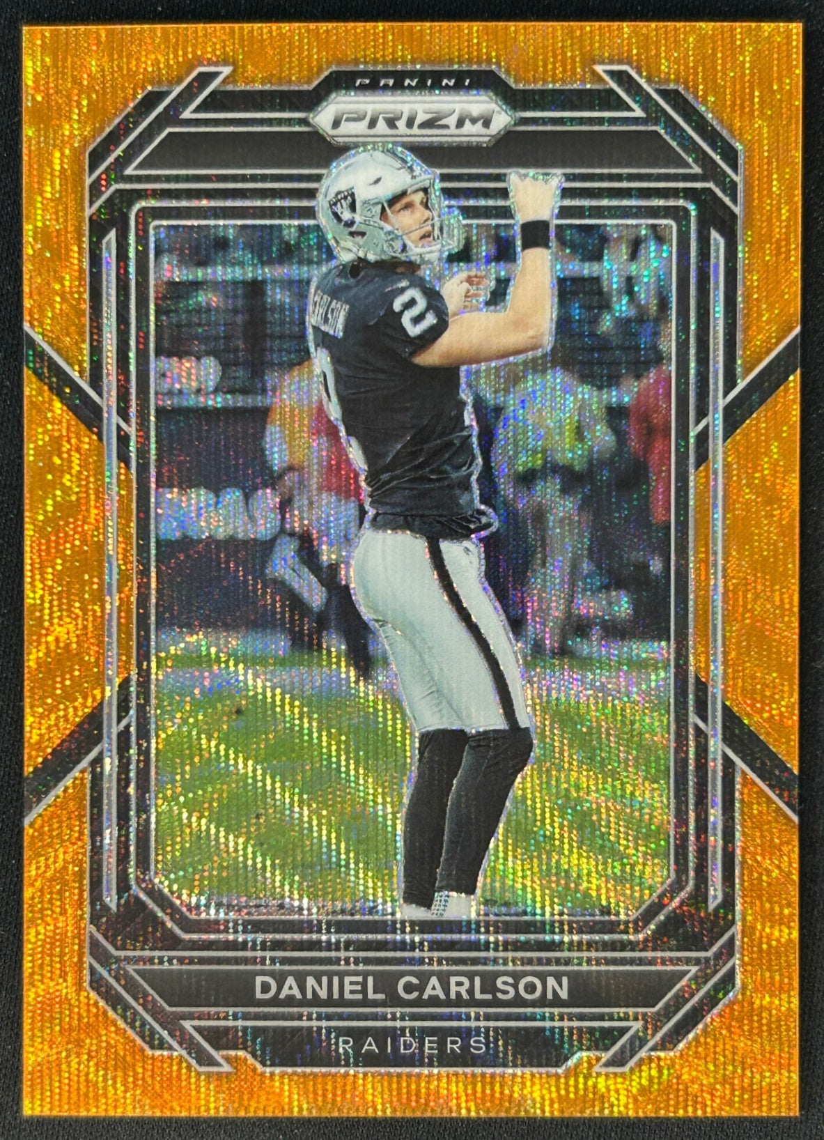 Daniel Carlson 2023 Prizm Orange Wave /60 Raiders - front