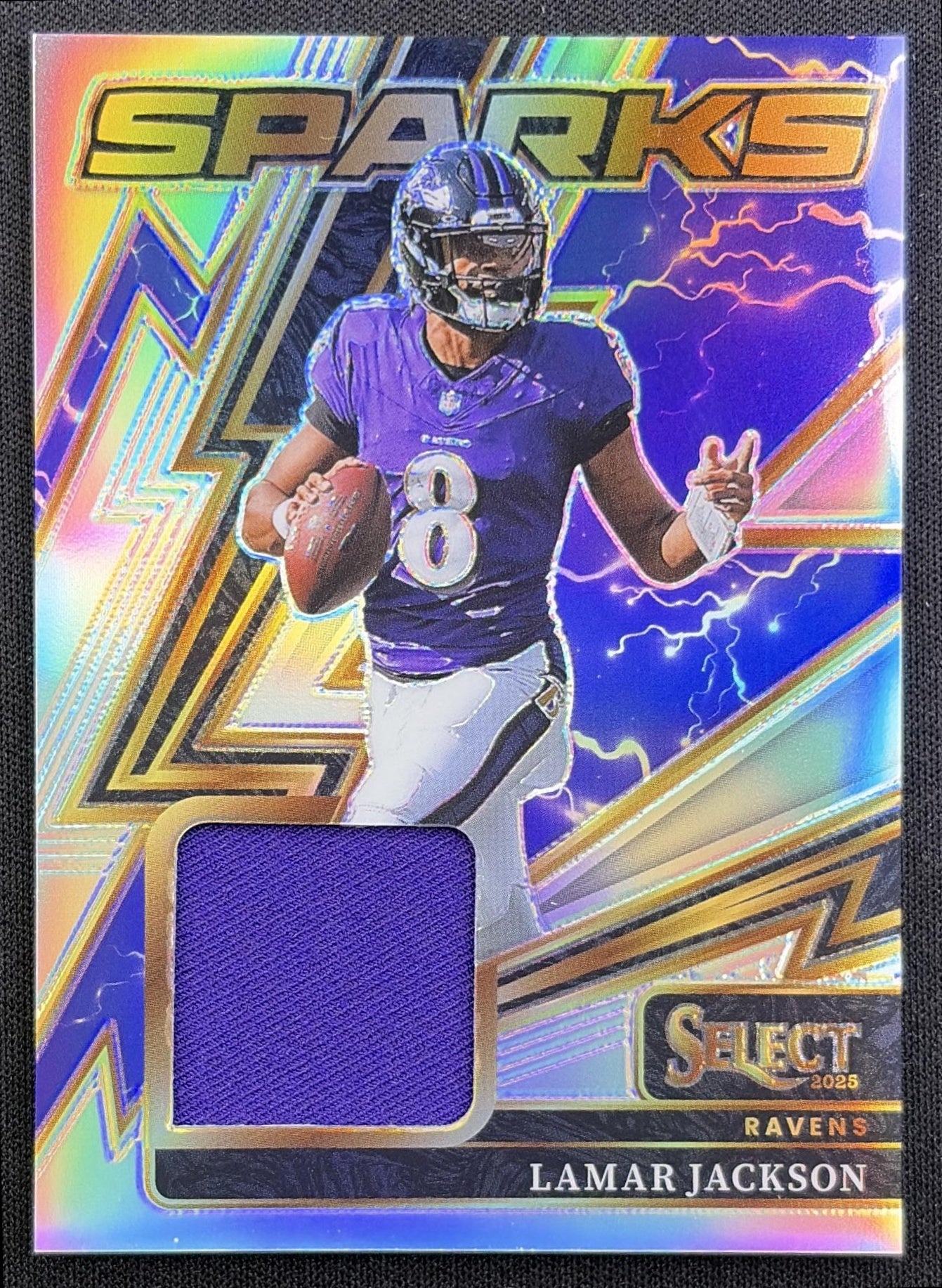 Lamar Jackson 2025 Panini Select Sparks Silver Prizm /149 Ravens