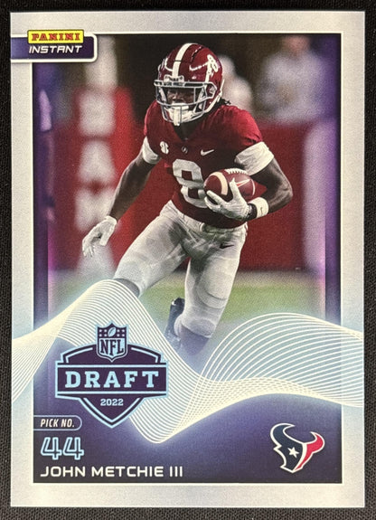 John Metchie III 2022 Panini Instant NFL Draft Night Texans Sports Trading Cards