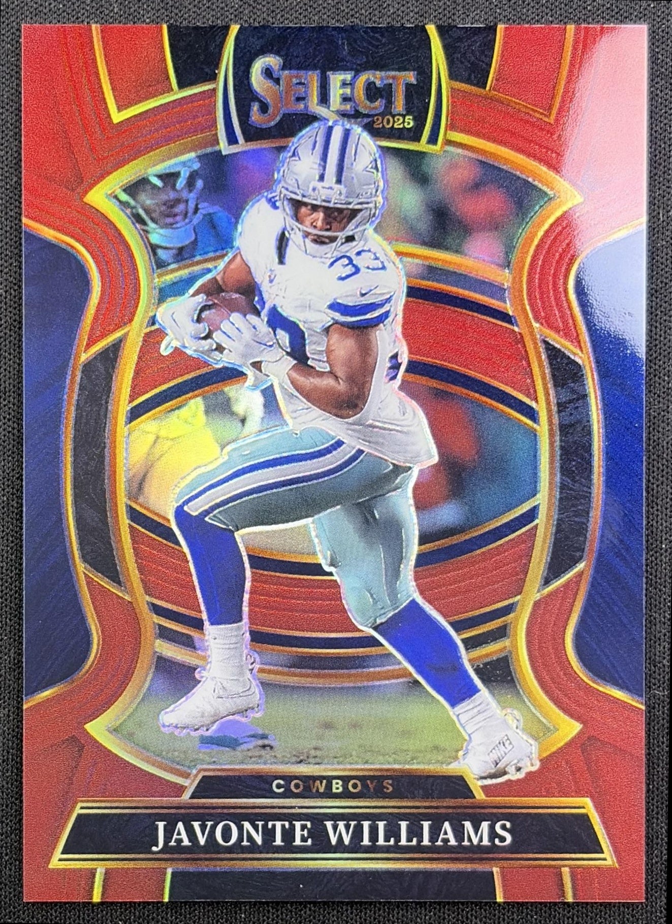 Javonte Williams 2025 Panini Select Concourse Maroon Prizm /149 Cowboys front