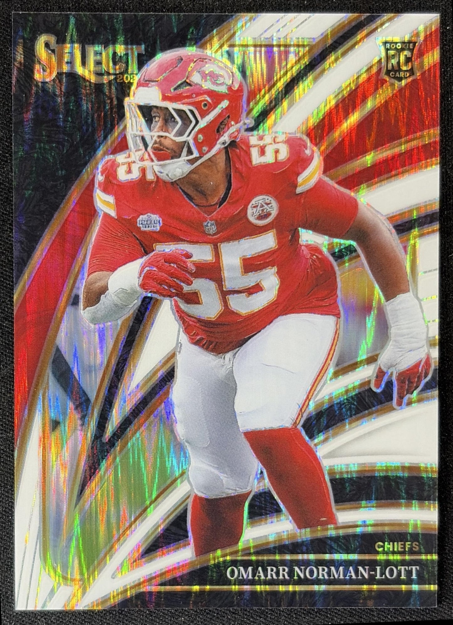 Omarr Norman-Lott 2025 Panini Select Club Level White Prizm Shock /799 Chiefs front