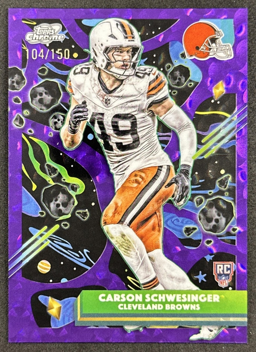 Carson Schwesinger 2025 Topps Cosmic Chrome Purple Nebula Refractor /150 Browns Sports Trading Cards