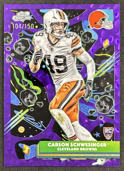 Carson Schwesinger 2025 Topps Cosmic Chrome Purple Nebula Refractor /150 Browns Sports Trading Cards