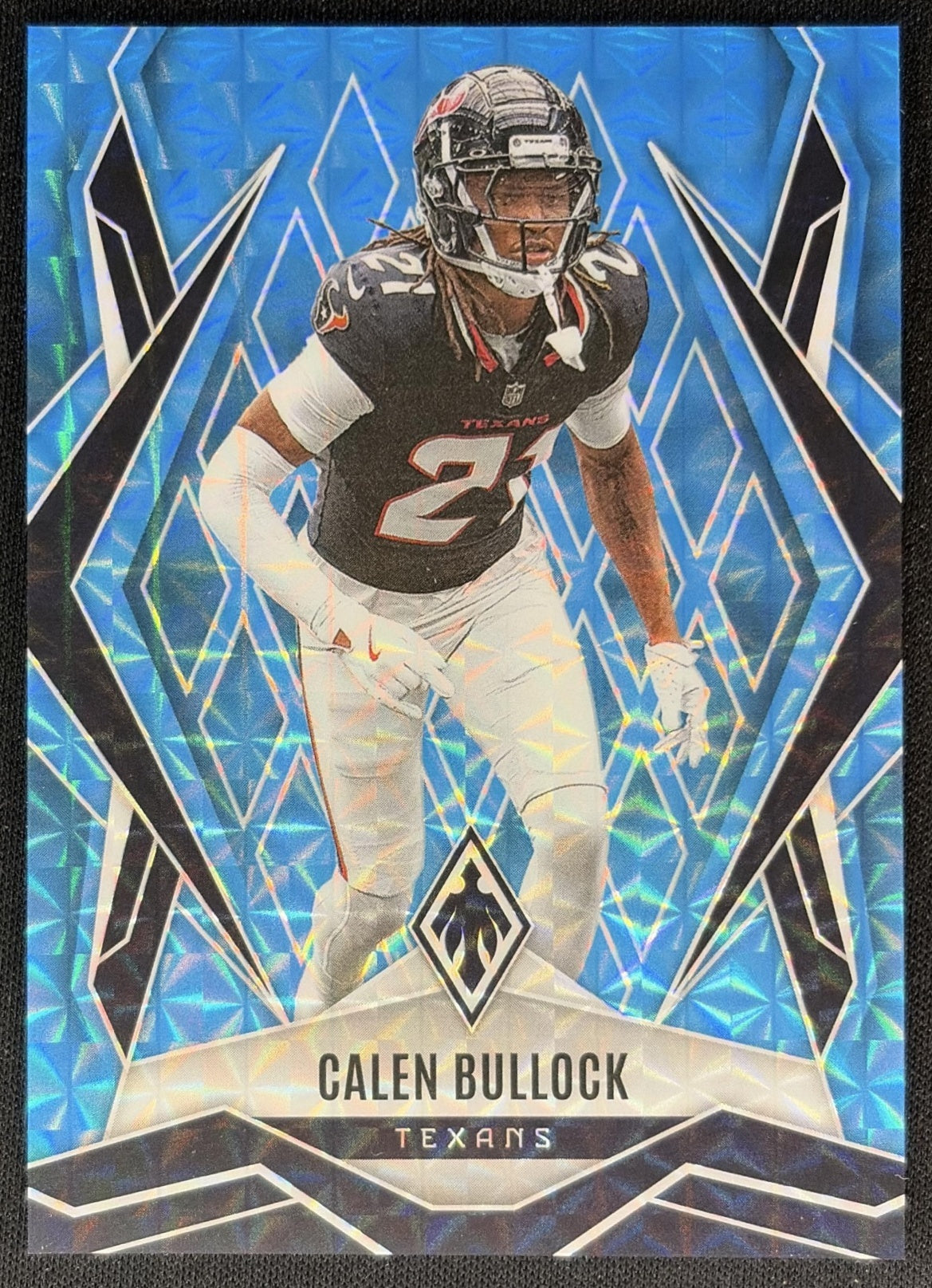 Calen Bullock 2025 Panini Phoenix Light Blue Pyramids Prizm /385 Texans Sports Trading Cards