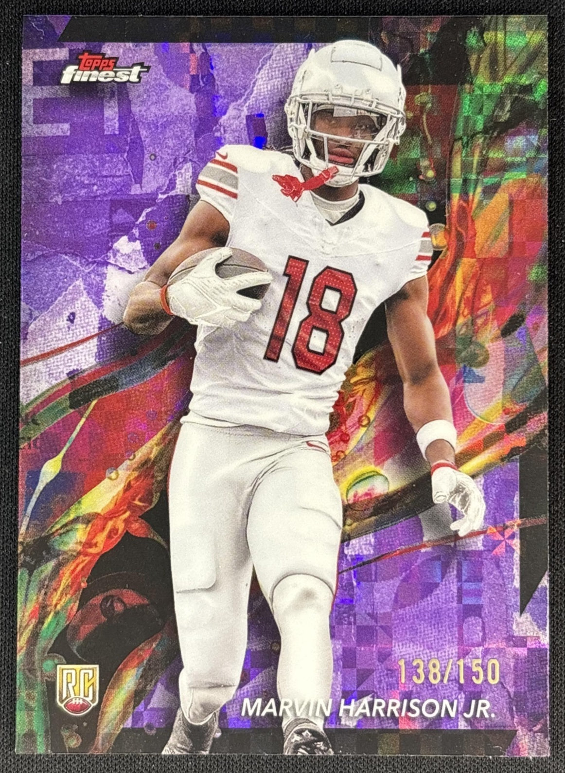 Marvin Harrison Jr. 2024 Finest Purple Checkerboard Refractor /150 Cardinals Front