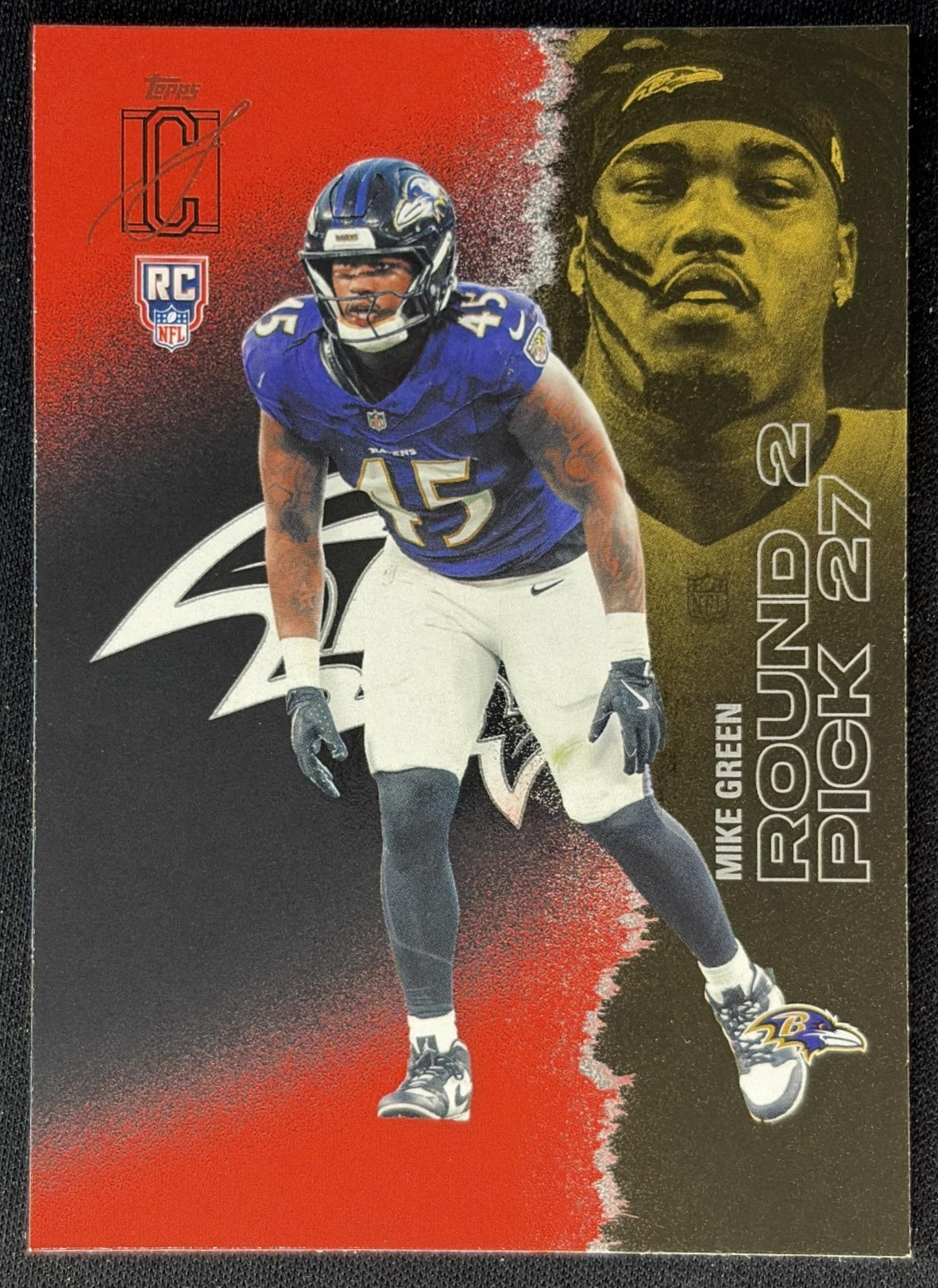 Mike Green 2025 Topps Signature Class Rookie Red & Black Foil Ravens front