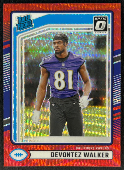 Devontez Walker 2024 Donruss Optic Rated Rookie Preview Red Wave Ravens Sports Trading Cards