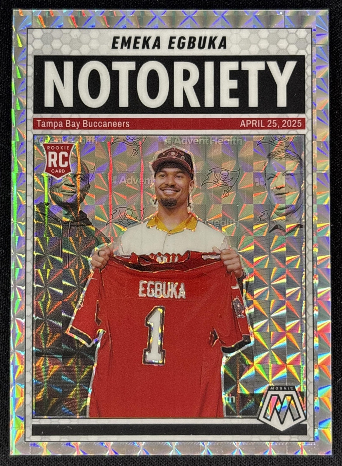 Emeka Egbuka 2025 Panini Mosaic Notoriety Mosaic Prizm Buccaneers front