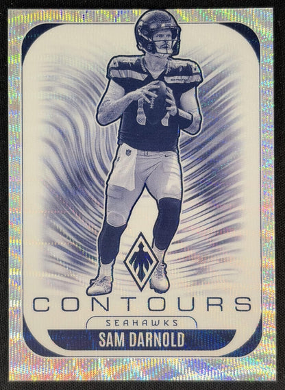 Sam Darnold 2025 Panini Phoenix Contours Silver Hyper /299 Seahawks front