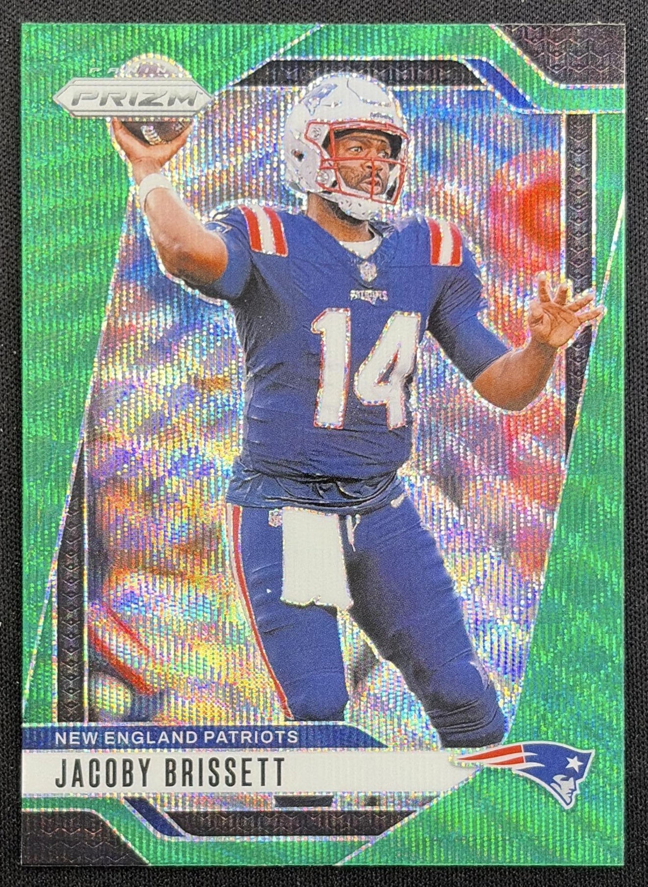 Jacoby Brissett 2024 Panini Prizm Green Wave Patriots front